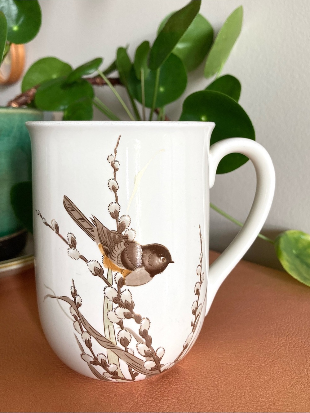 Vintage Otagiri Japan Chickadee Bird Mug Gold Gilded Porcelain Nature Bird Gift
